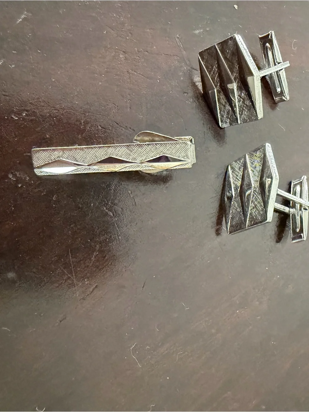 Classic Silver Tie Clip and Cufflink Set - Men's Accessories